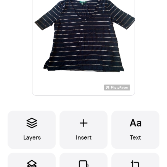 Lauren Ralph Lauren top black w/cream horizon stripes deep v-neck half sleeve XL - Picture 4 of 5